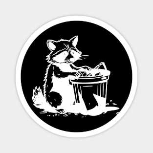 Racoon, Cute Raccoon Rocking, Forest Animal, Raccoon Trash Can Embroidery, Raccoon Trash Can Magnet